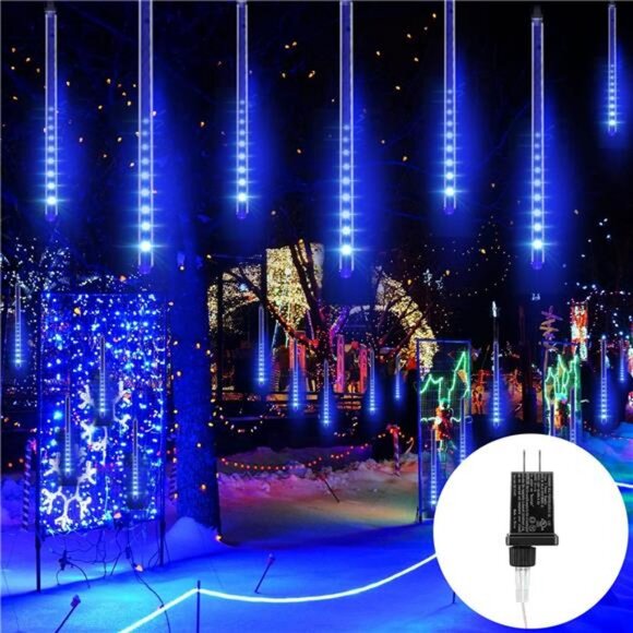 Christmas Lights Outdoor, 288 LED 8 Tube 12 Inch Meteor Shower Rain Lights - Picture 6 of 8